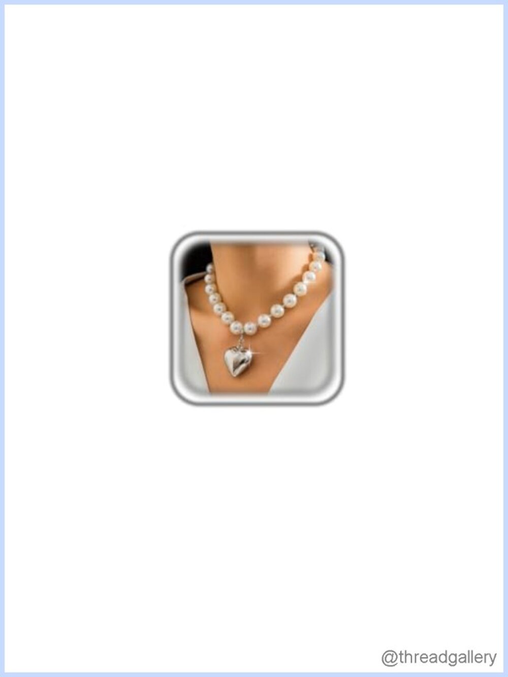 Gold Plated Chunky Heart Pendant Necklace Pearl Beads Choker Y2K
